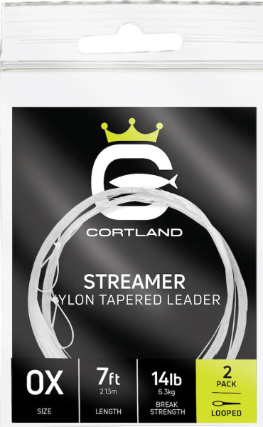 Cortland Streamer Tapered Leader - 2 Pack - Clear 7 ft Pre-Looped Leader