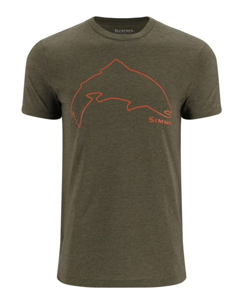 Simms Trout Outline T-Shirt loden heather