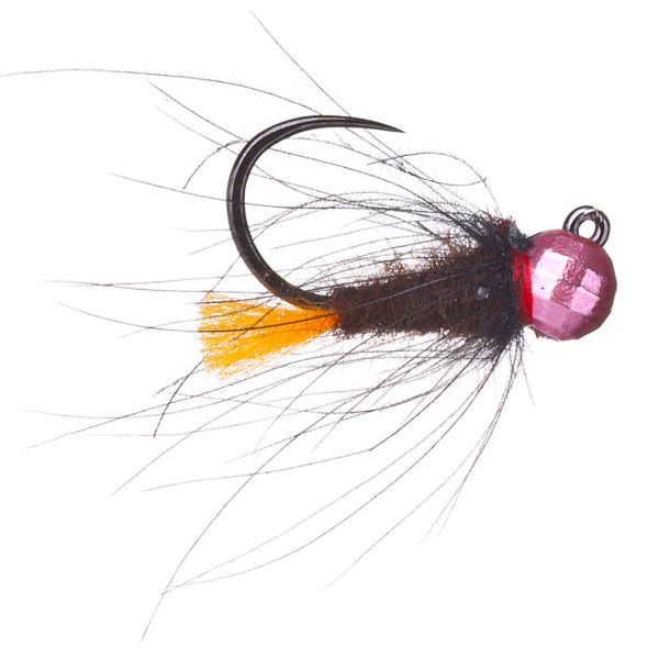 Superflies Tungsten Nymph Black CDC Orange Tail Jig