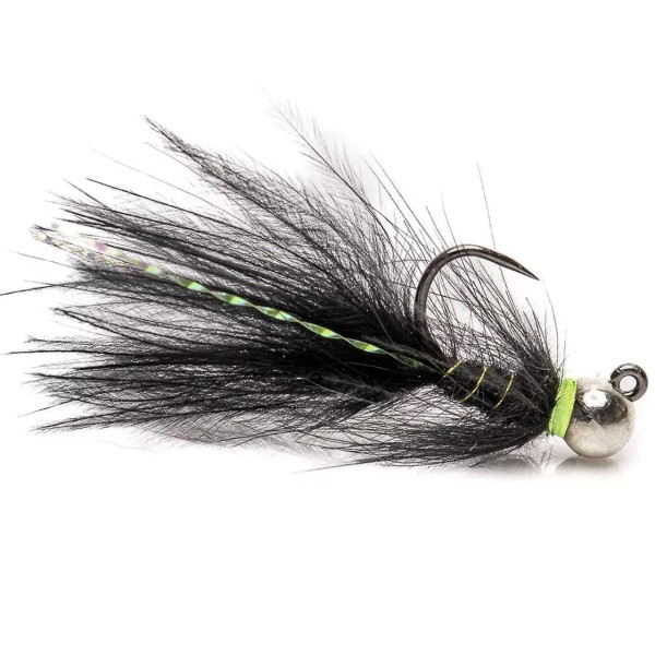 Superflies Tungsten Nymph CDC Jig Leech Black & Silver