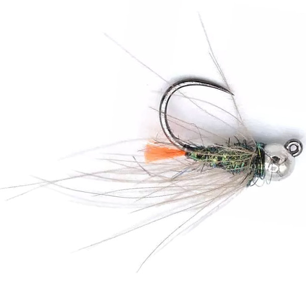 Superflies Tungsten Nymph Orange Tag Jig Silver Bead