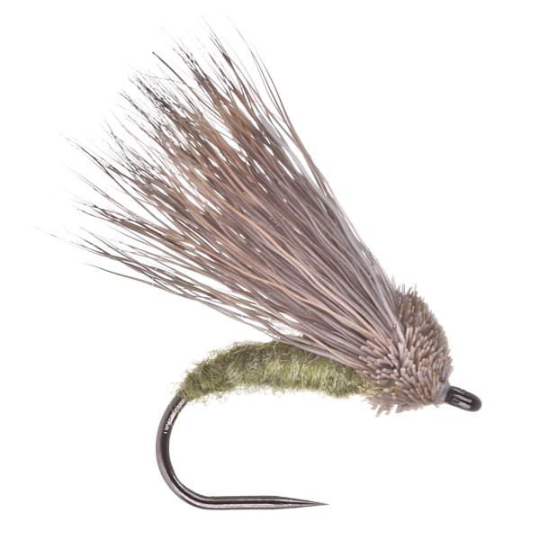 adh-fishing Dry Fly Deer Hair Caddis Olive on AHREX by Superflies