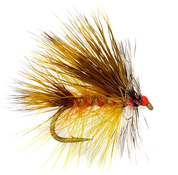 Olive and Orange Stimulator Dry Fly realistic trout fishing flies quality  tied