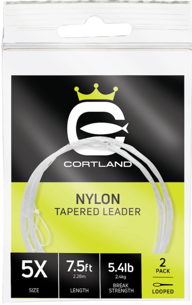 Cortland Nylon Tapered Leader - 2 Pack - Clear 12 ft Pre-Looped Leader