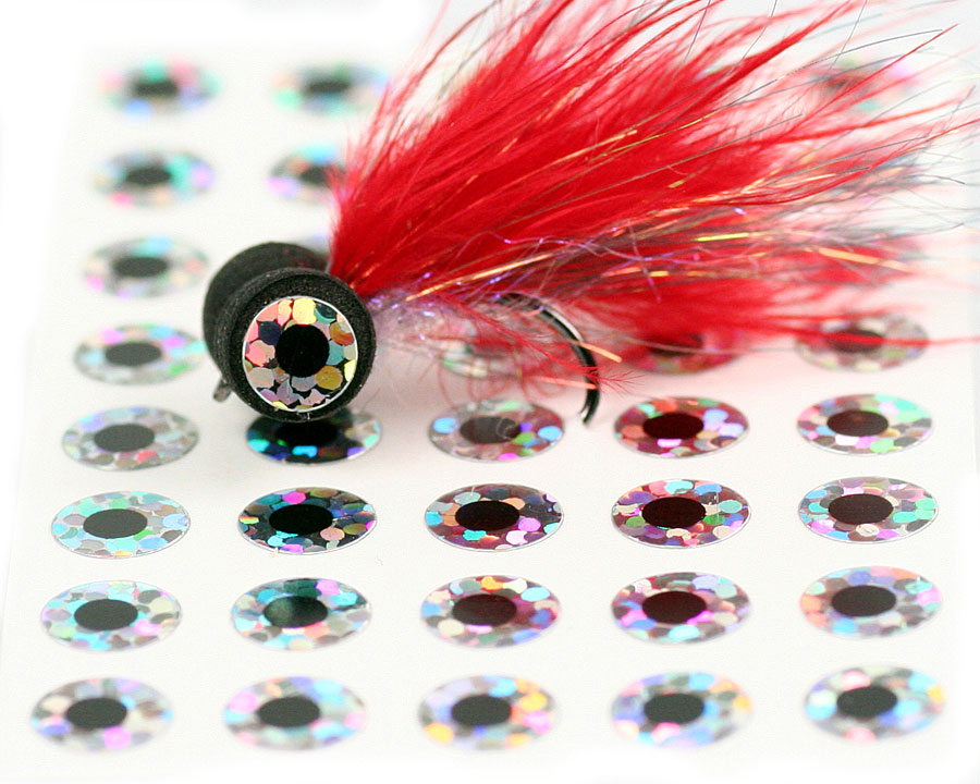 18 mm Silver Reflective 2D Flat Stick-On Fishing Lure Eyes Tackle Craf