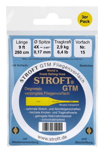 Bonus Stroft GTM Tapered Leader 9 ft 0,17 mm 3-Pack