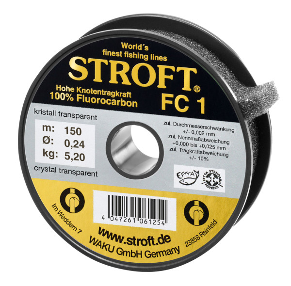 Stroft FC1 Fluorocarbon Tippet Material 150m Spool