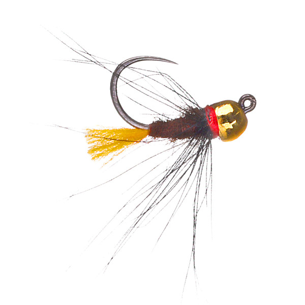 Superflies Tungsten Nymph Black CDC Orange Tail Jig