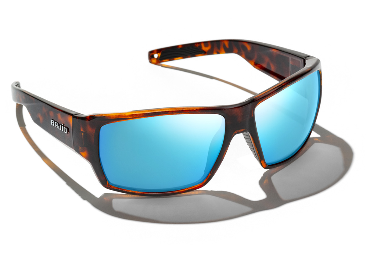 Bajio Sunglasses® Las Rocas Blue Mirrored Glass With Matte Black Frames