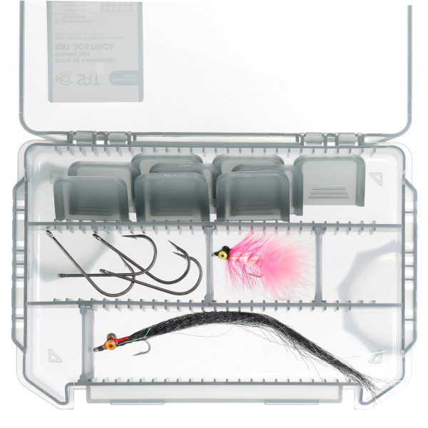 Fly box, lure box and small parts box 12 compartments, 14 x 10,4 x 3,4 cm