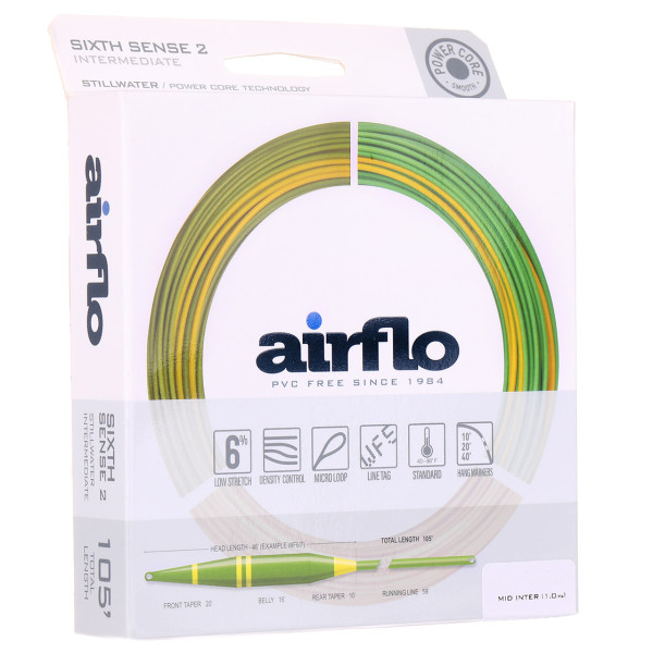 Airflo Sixth Sense 2 - Medium Intermediate Long Belly Distance Fly Line Translucent Olive